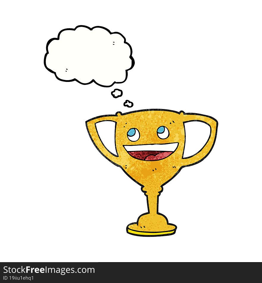 freehand drawn thought bubble textured cartoon sports trophy