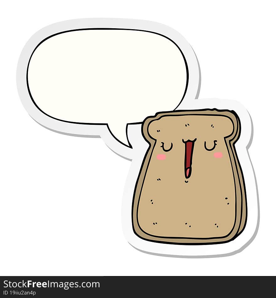 cartoon toast and speech bubble sticker