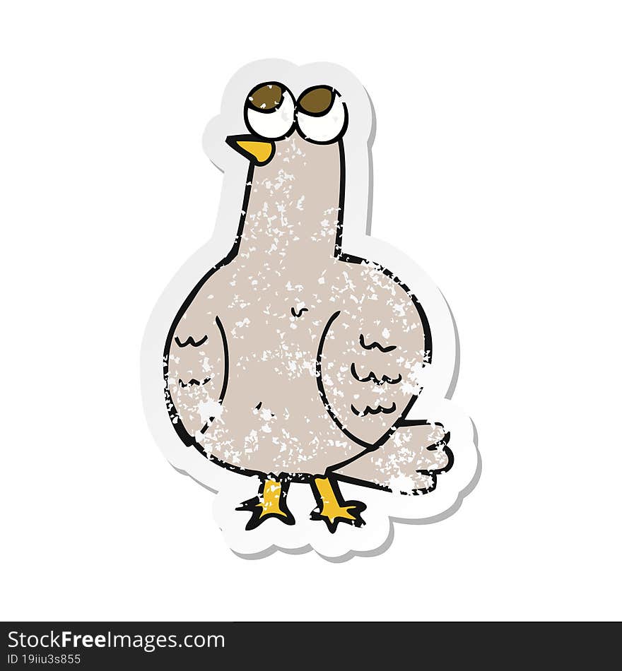 Retro Distressed Sticker Of A Cartoon Bird