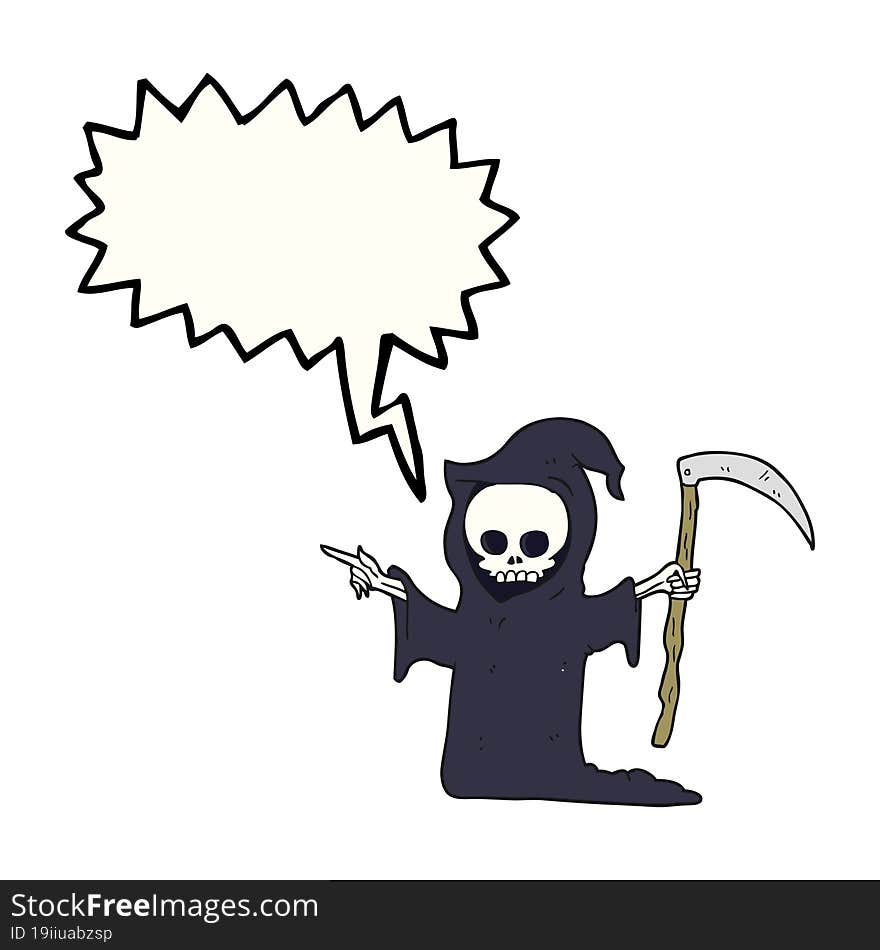 speech bubble cartoon death with scythe