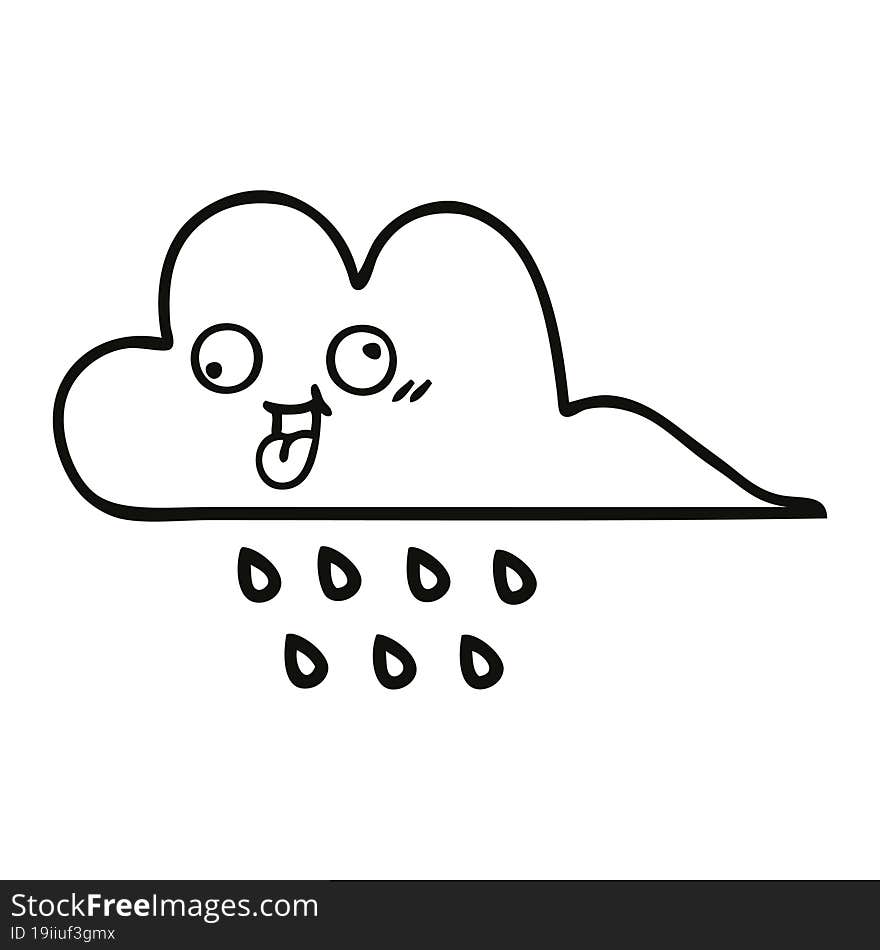 line drawing cartoon of a rain cloud