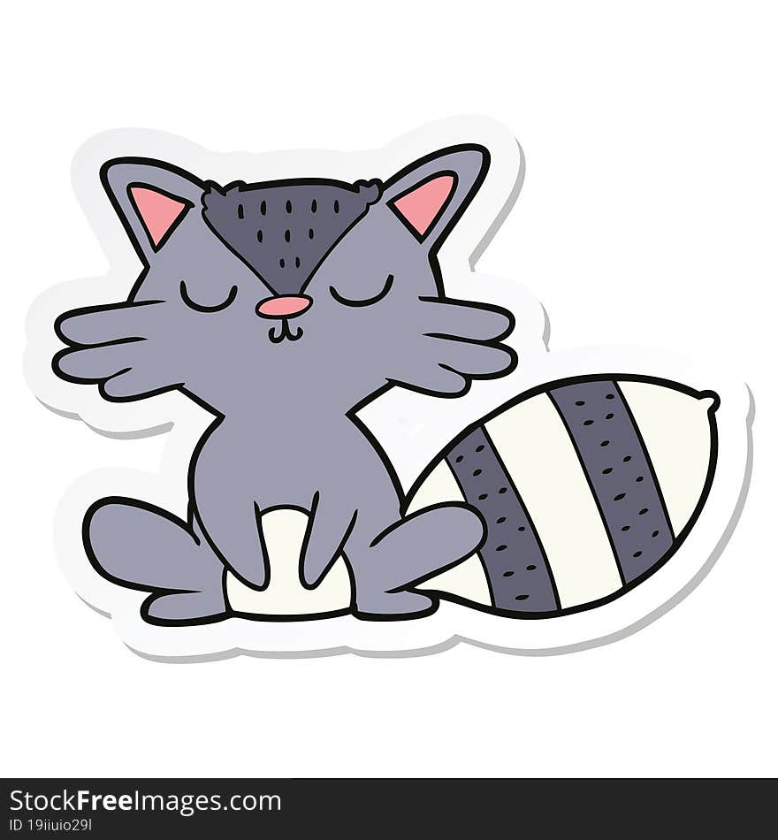 sticker of a cute cartoon raccoon