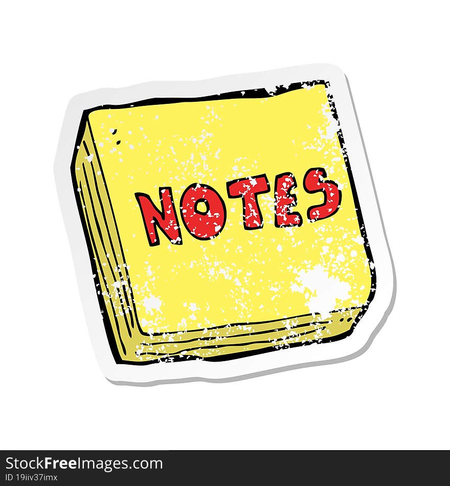 retro distressed sticker of a cartoon notes pad