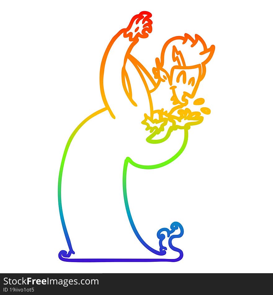 rainbow gradient line drawing cartoon vampire
