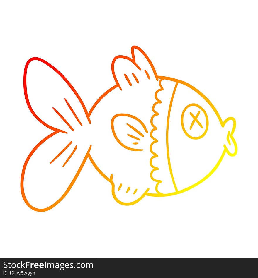 Warm Gradient Line Drawing Cartoon Goldfish