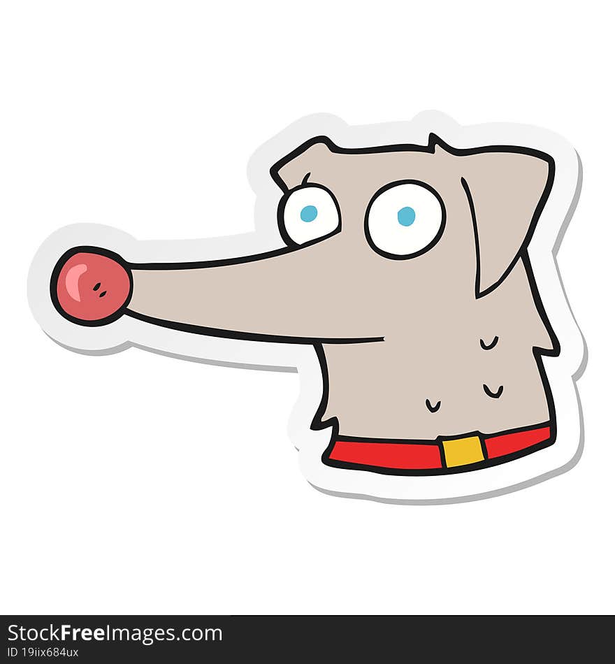 Sticker Of A Cartoon Dog With Collar