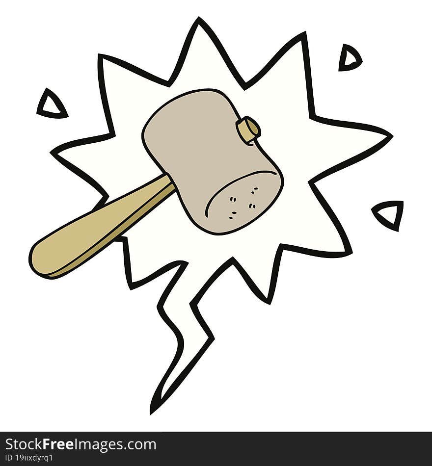 Cartoon Mallet And Speech Bubble