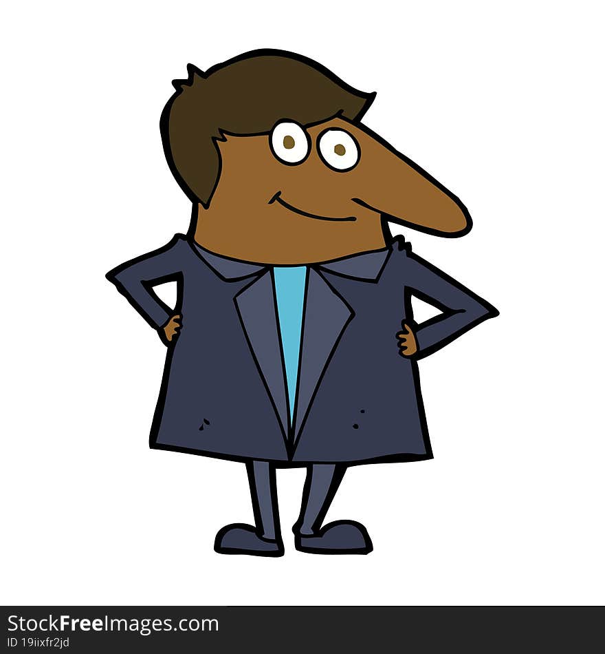 Cartoon Happy Man In Suit