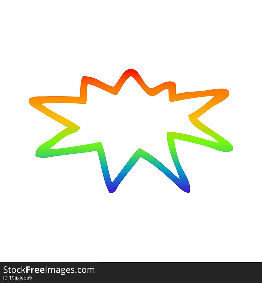 Rainbow Gradient Line Drawing Cartoon Explosion Symbol