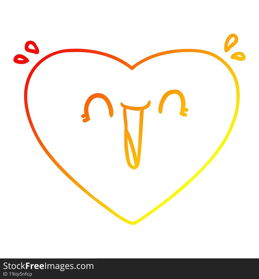 warm gradient line drawing cartoon happy heart