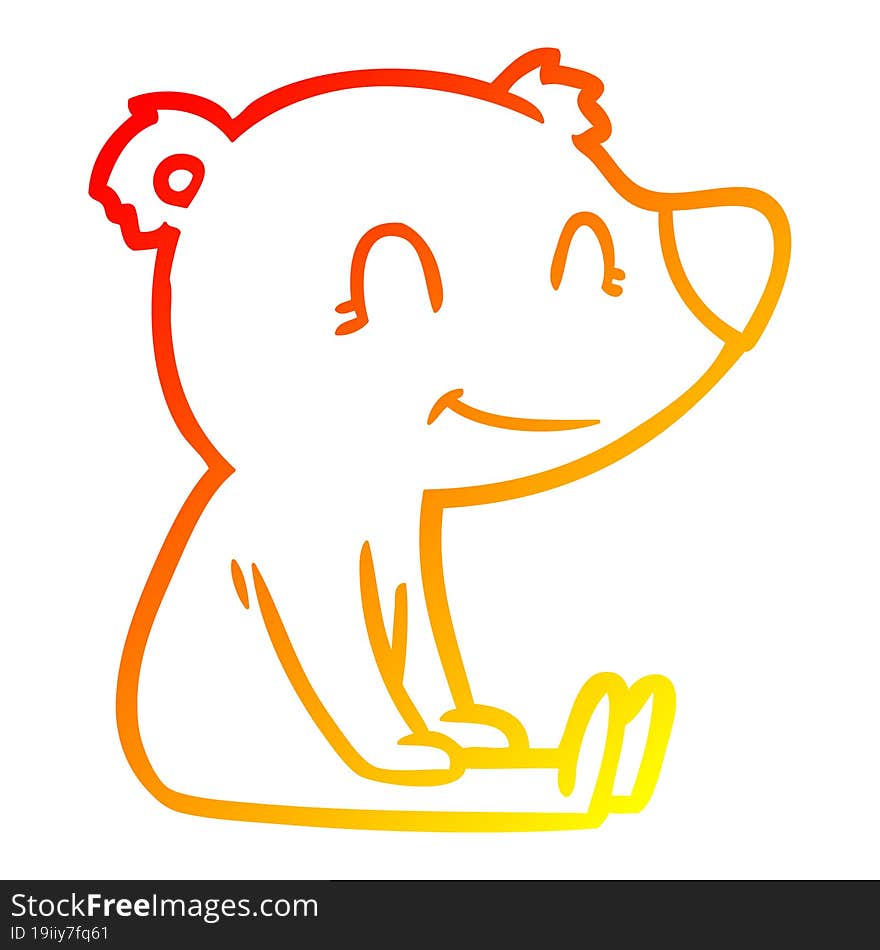 warm gradient line drawing sitting bear cartoon