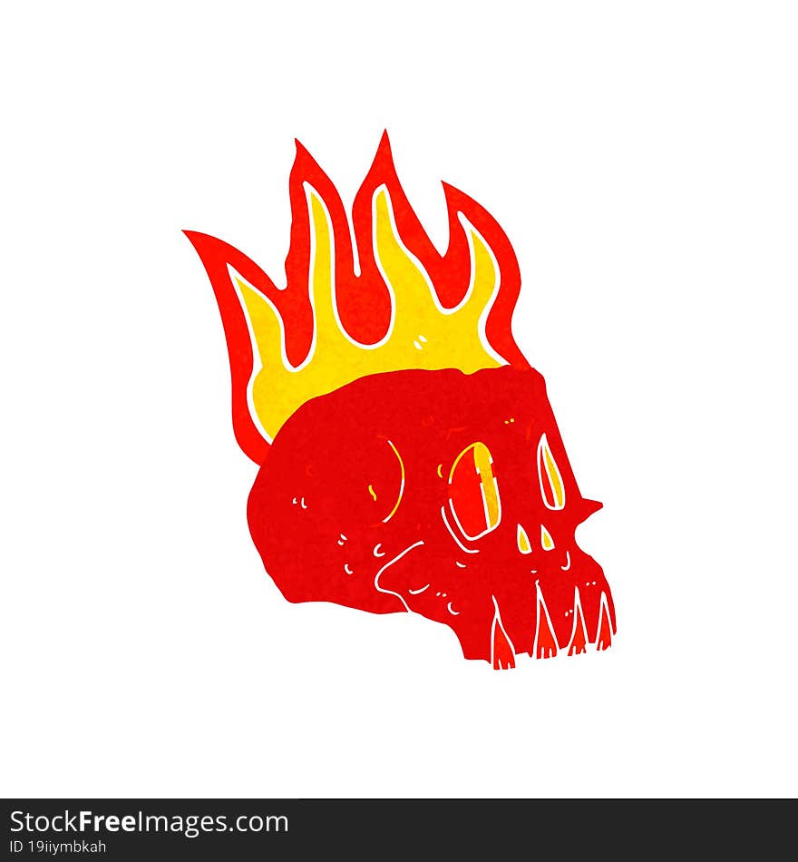 cartoon flaming skull