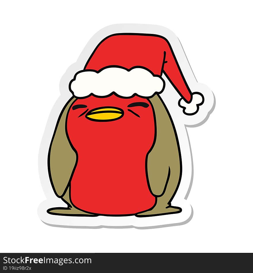 Christmas Sticker Cartoon Of A Kawaii Robin