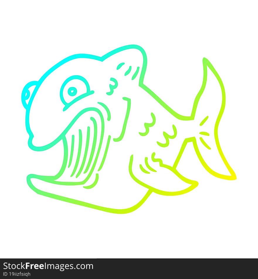 cold gradient line drawing funny cartoon fish