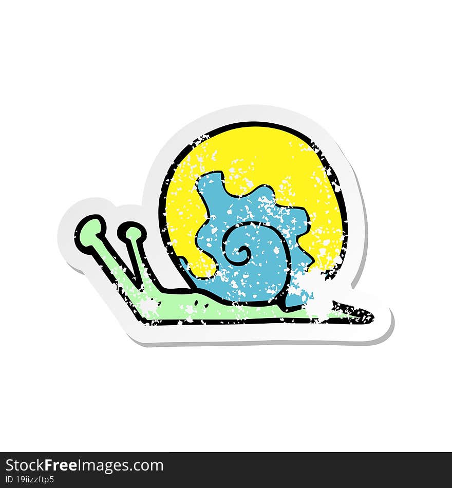 retro distressed sticker of a cartoon snail