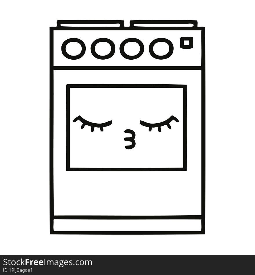 line drawing cartoon kitchen oven