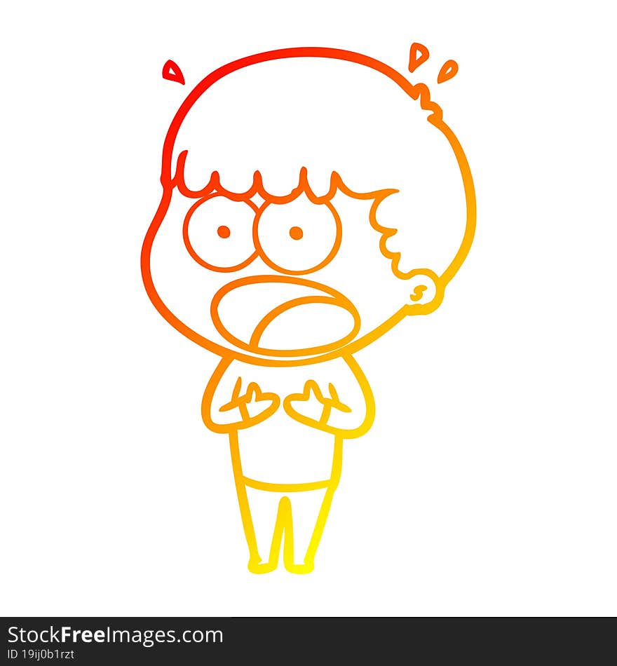 warm gradient line drawing cartoon shocked man