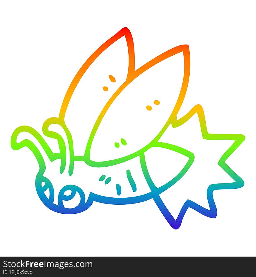 rainbow gradient line drawing cartoon lightning bug