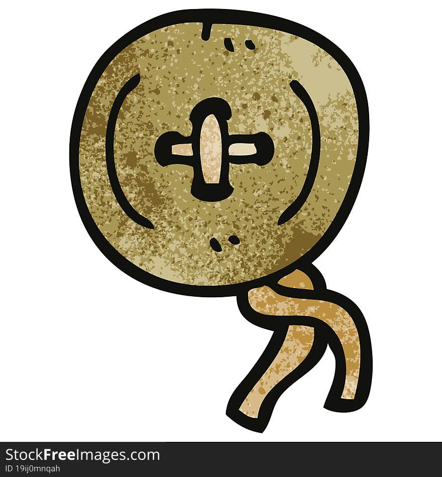 cartoon doodle old wooden button