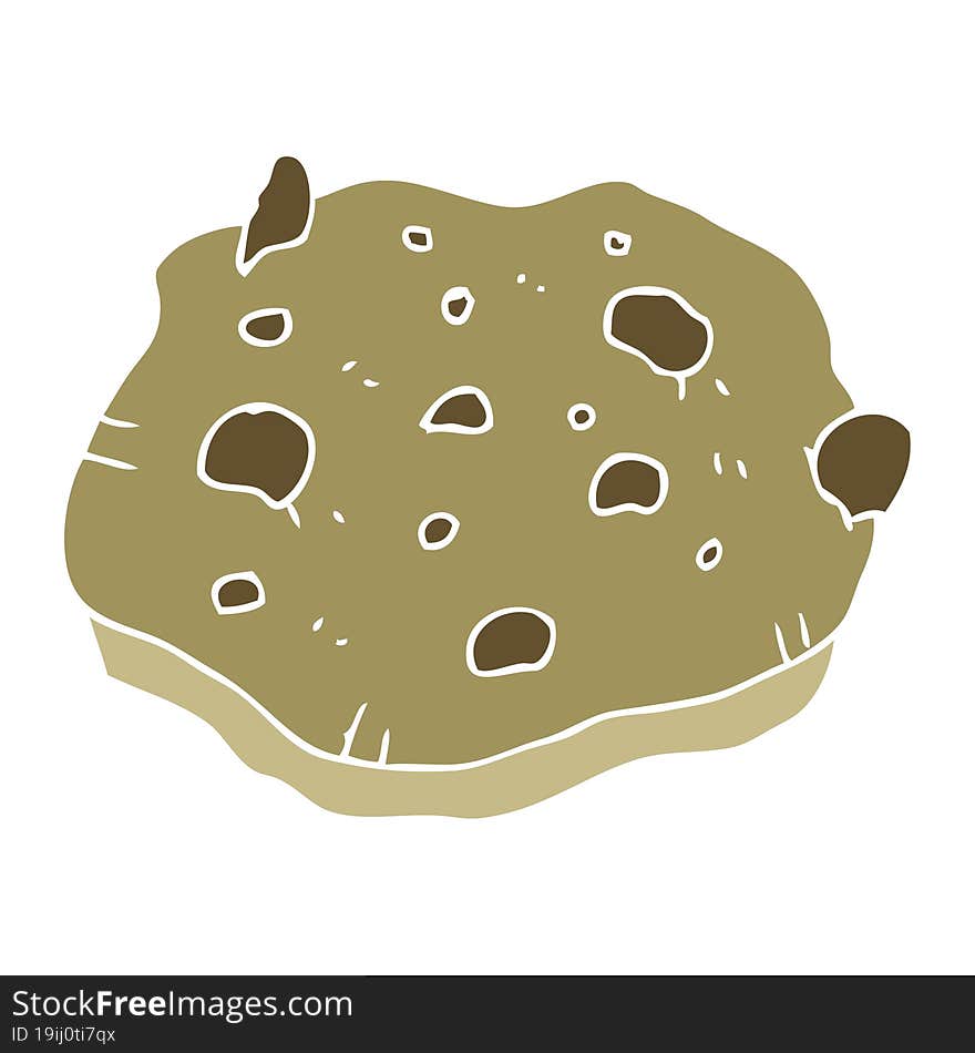 flat color illustration of chocolate chip cookie. flat color illustration of chocolate chip cookie