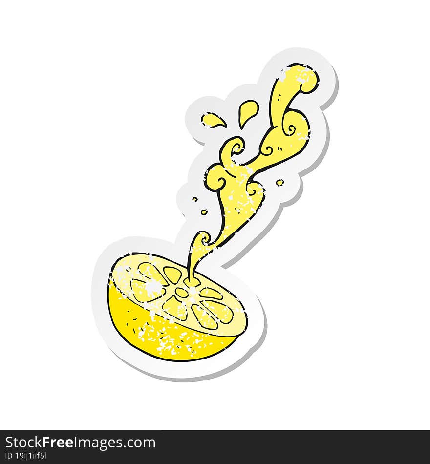 retro distressed sticker of a cartoon lemon