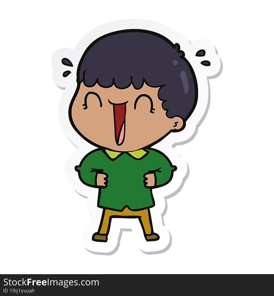 Sticker Of A Laughing Cartoon Man