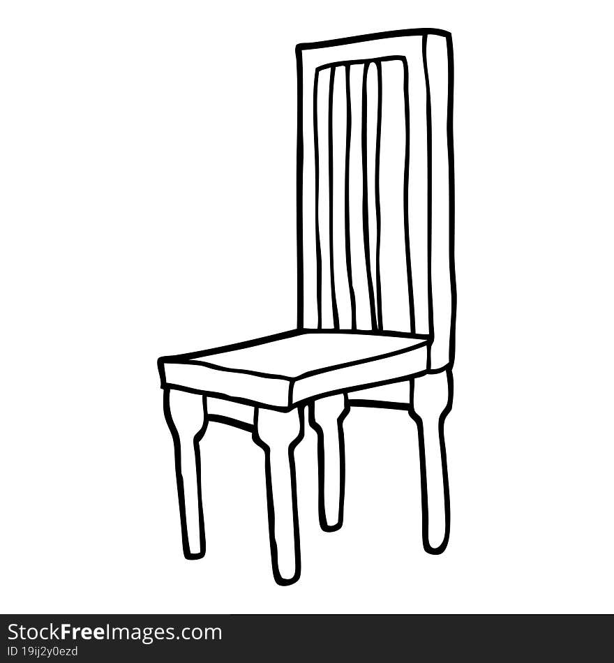 black and white cartoon wooden chair