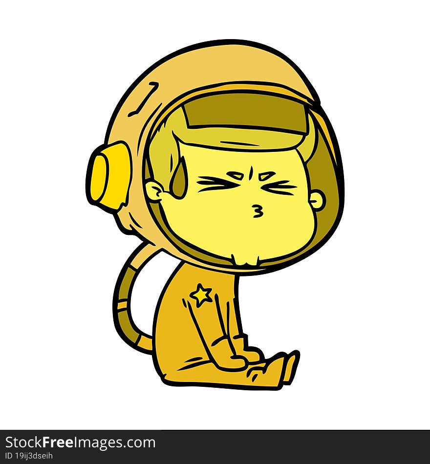 cartoon stressed astronaut. cartoon stressed astronaut