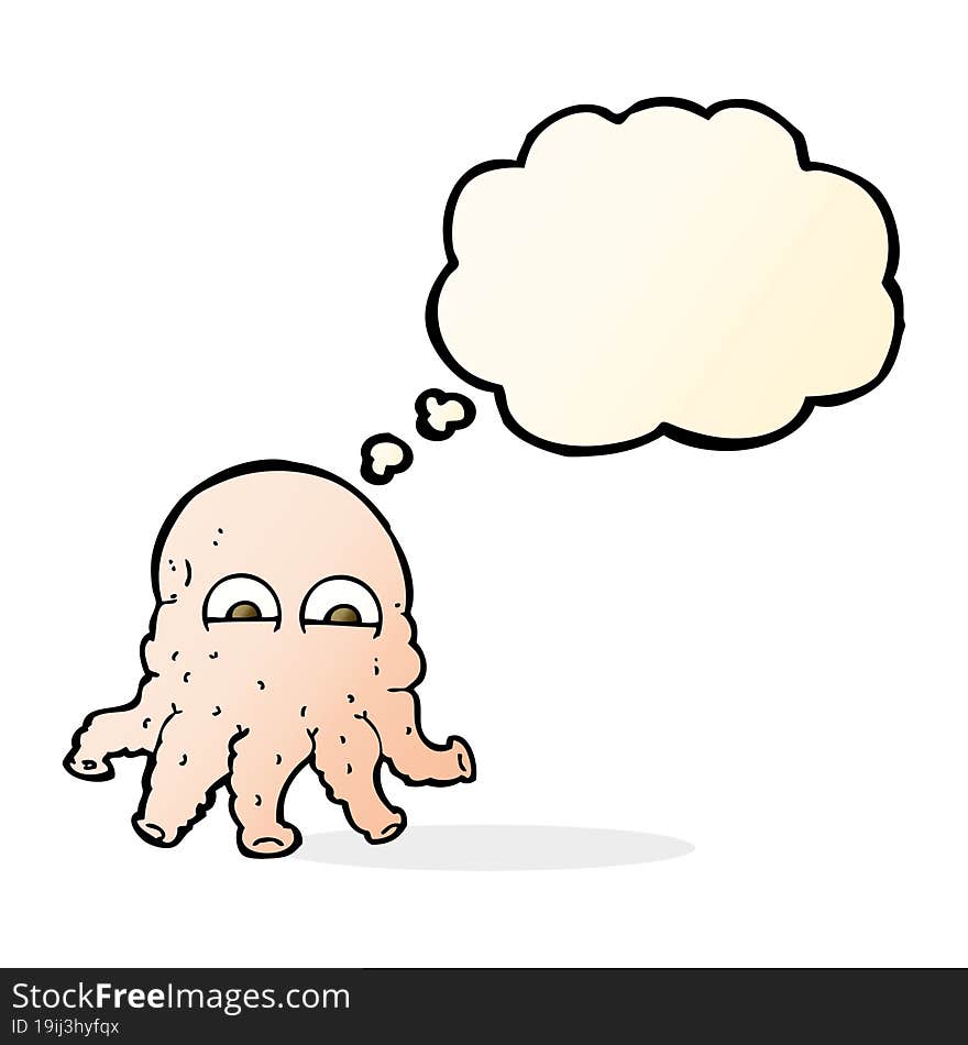 cartoon alien squid face with thought bubble