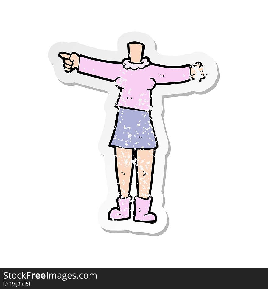 retro distressed sticker of a cartoon female body