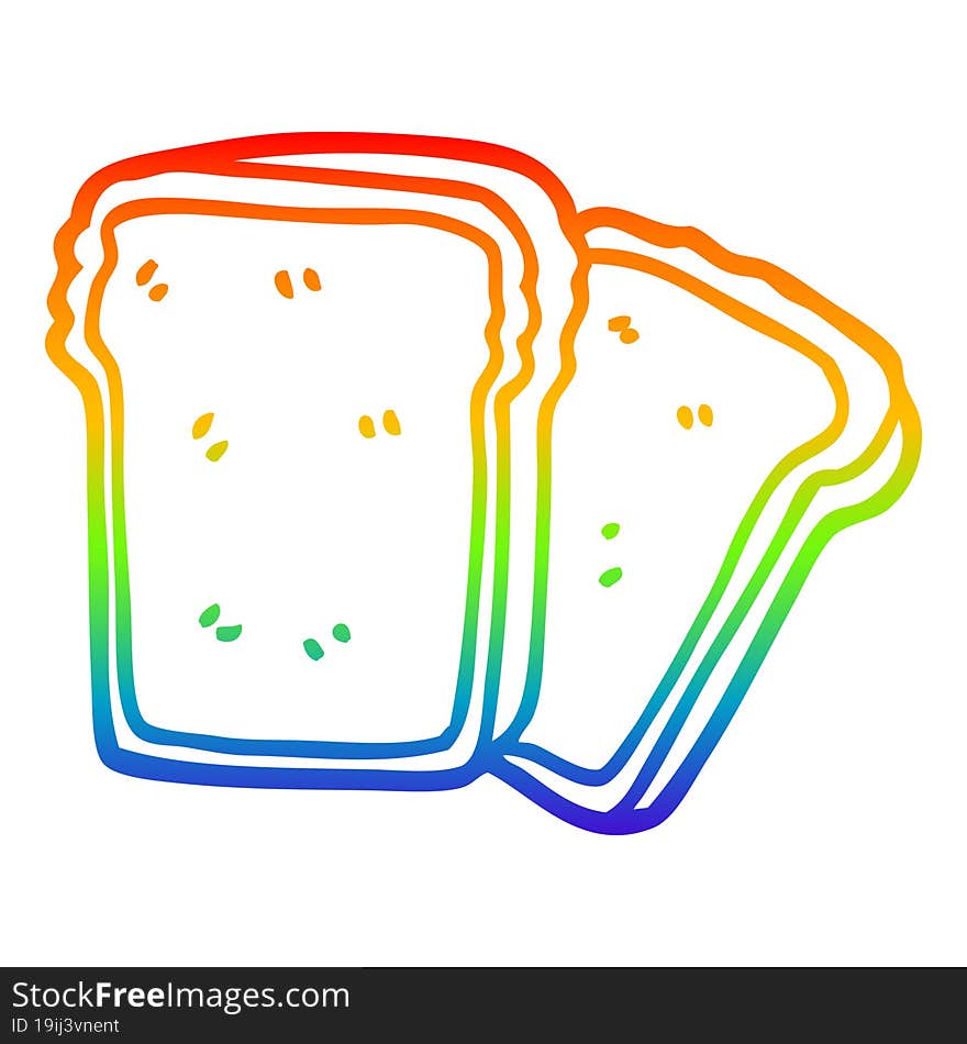 rainbow gradient line drawing cartoon slices of bread