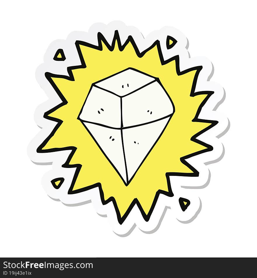 sticker of a cartoon shining crystal