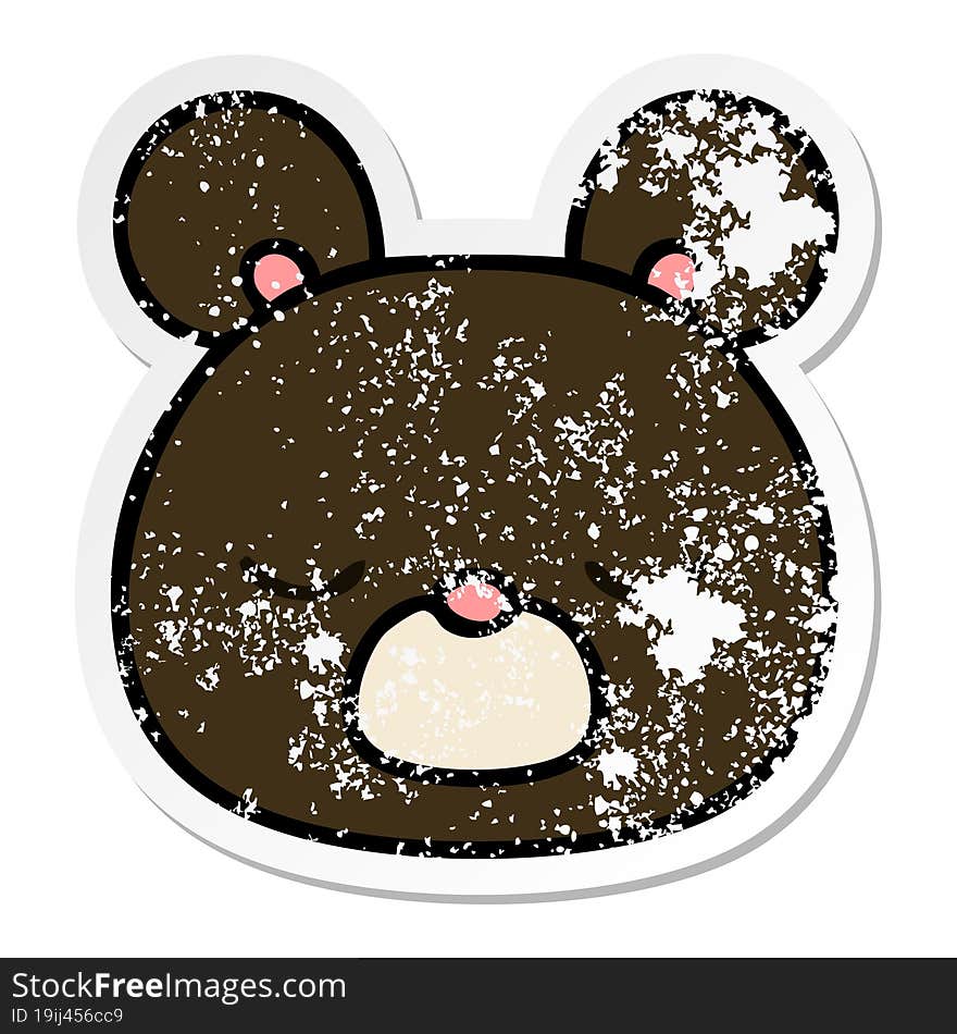 distressed sticker of a quirky hand drawn cartoon bear