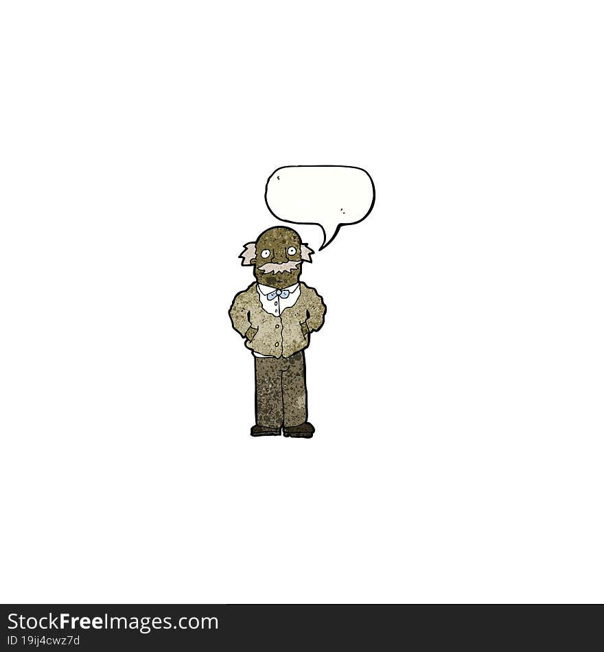 Cartoon Old Man With Speech Bubble