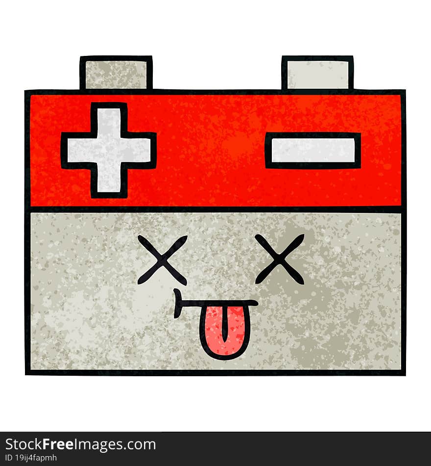 retro grunge texture cartoon car battery