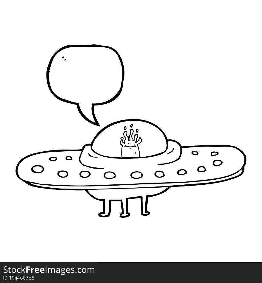 Speech Bubble Cartoon Flying Saucer