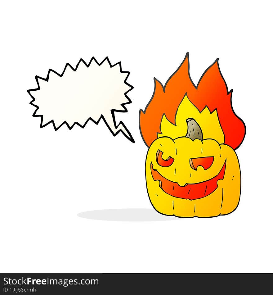 speech bubble cartoon flaming halloween pumpkin