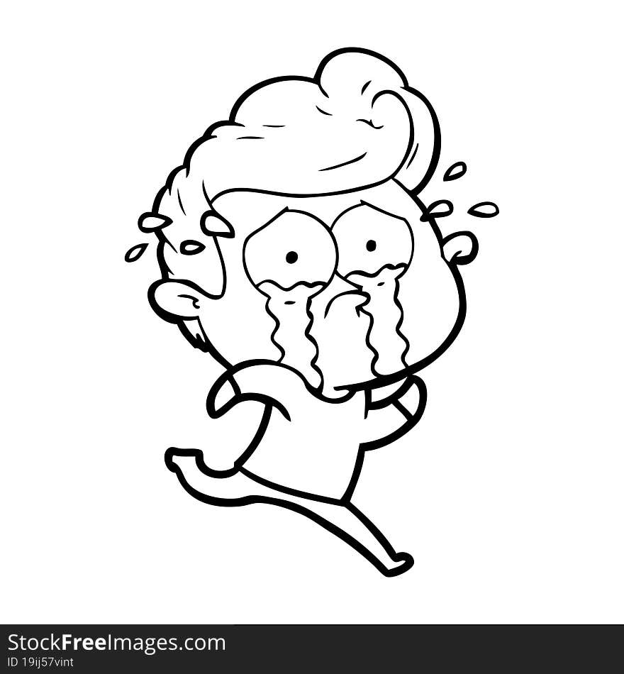 cartoon crying man running. cartoon crying man running