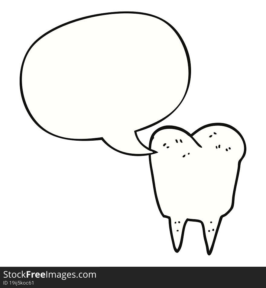 cartoon tooth and speech bubble