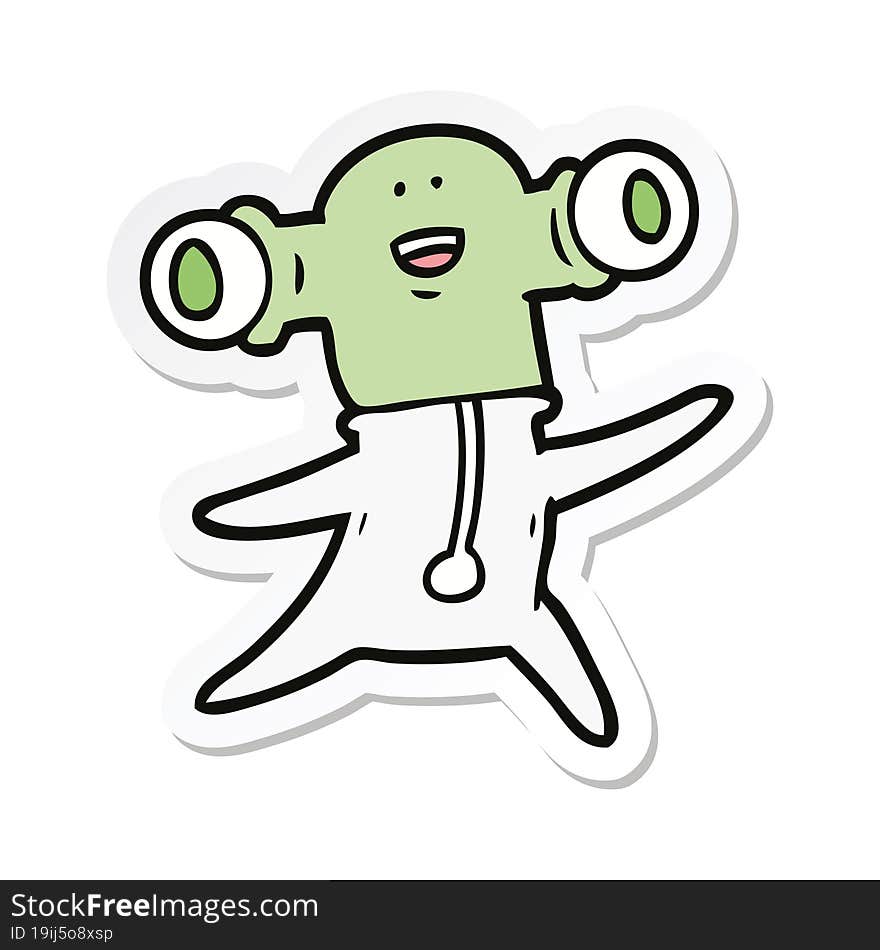 Sticker Of A Friendly Cartoon Alien