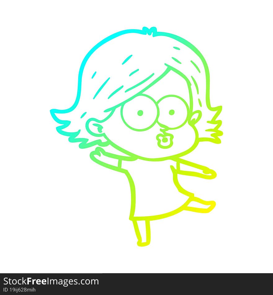 cold gradient line drawing of a cartoon girl pouting