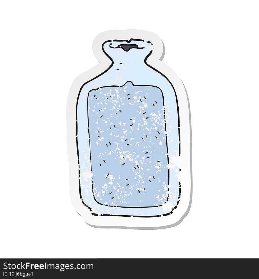 retro distressed sticker of a cartoon hot water bottle