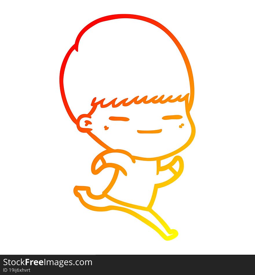 warm gradient line drawing cartoon smug boy