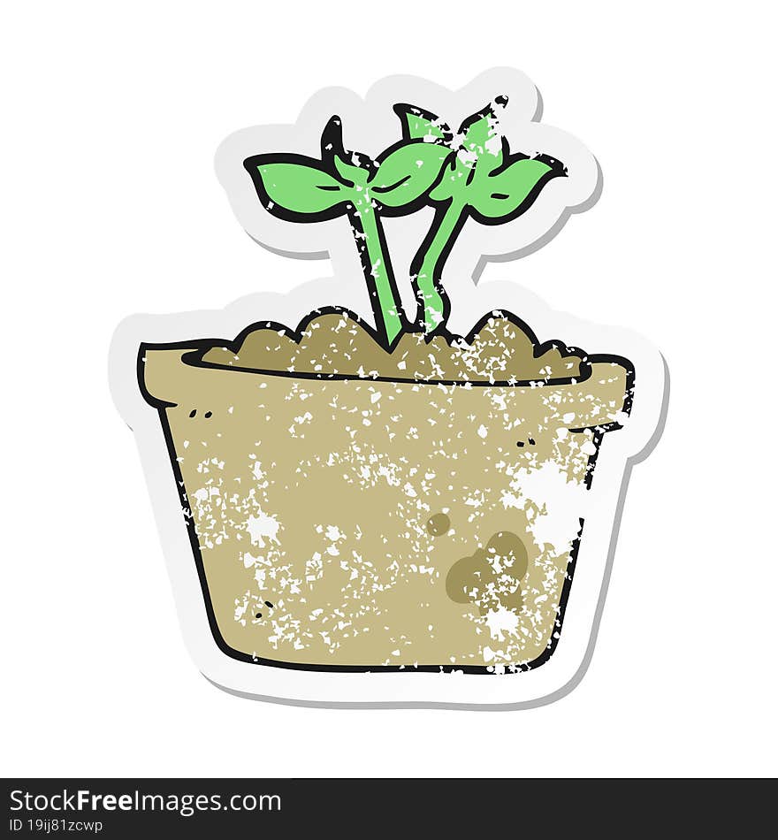 retro distressed sticker of a cartoon sprouting plant