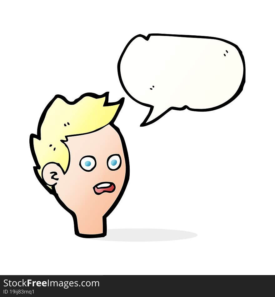 cartoon shocked man with speech bubble