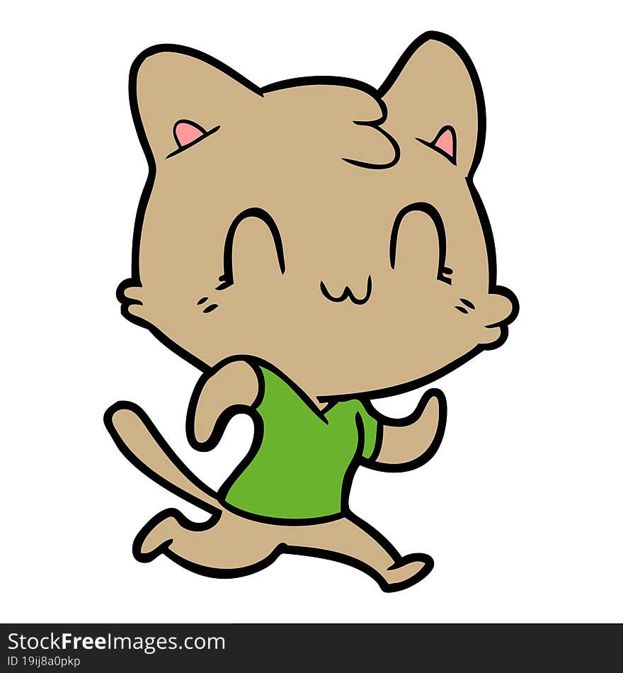 cartoon happy cat running. cartoon happy cat running