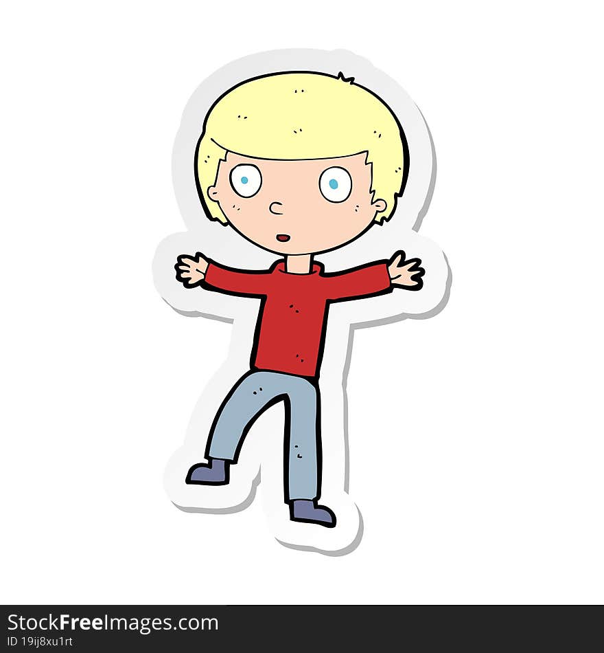 Sticker Of A Cartoon Startled Boy