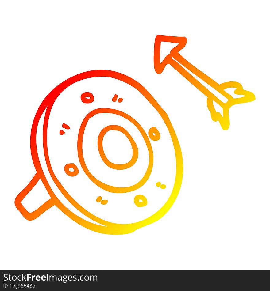 warm gradient line drawing cartoon shield and arrow