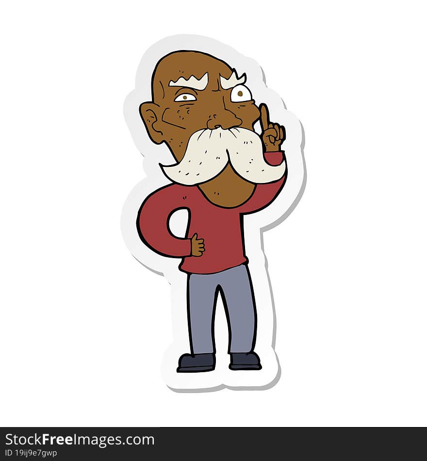 sticker of a cartoon annoyed old man