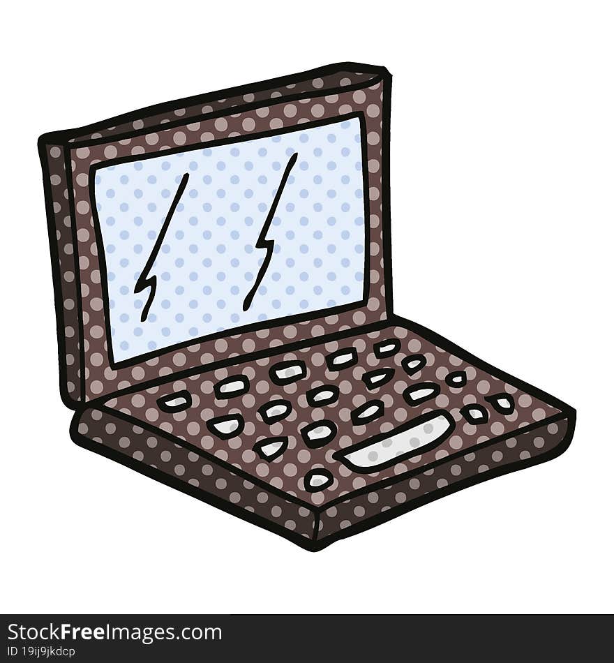 Comic Book Style Cartoon Laptop Computer